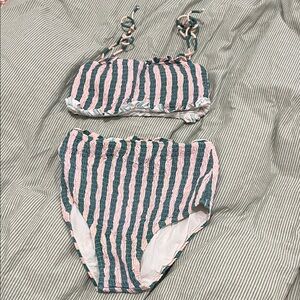 Fin & Vince Mama Striped Bikini Set in Pink and Green